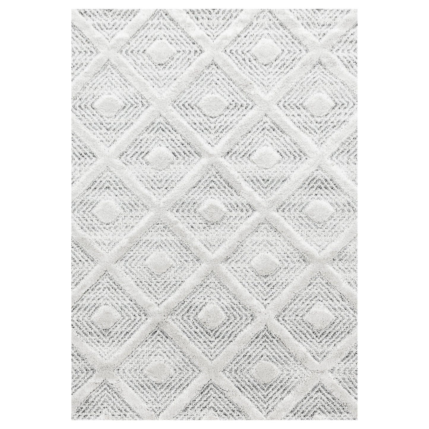 Kurzflor Design Teppich MIA Looped Flor 3-D Rauten Viereck Gitter Muster