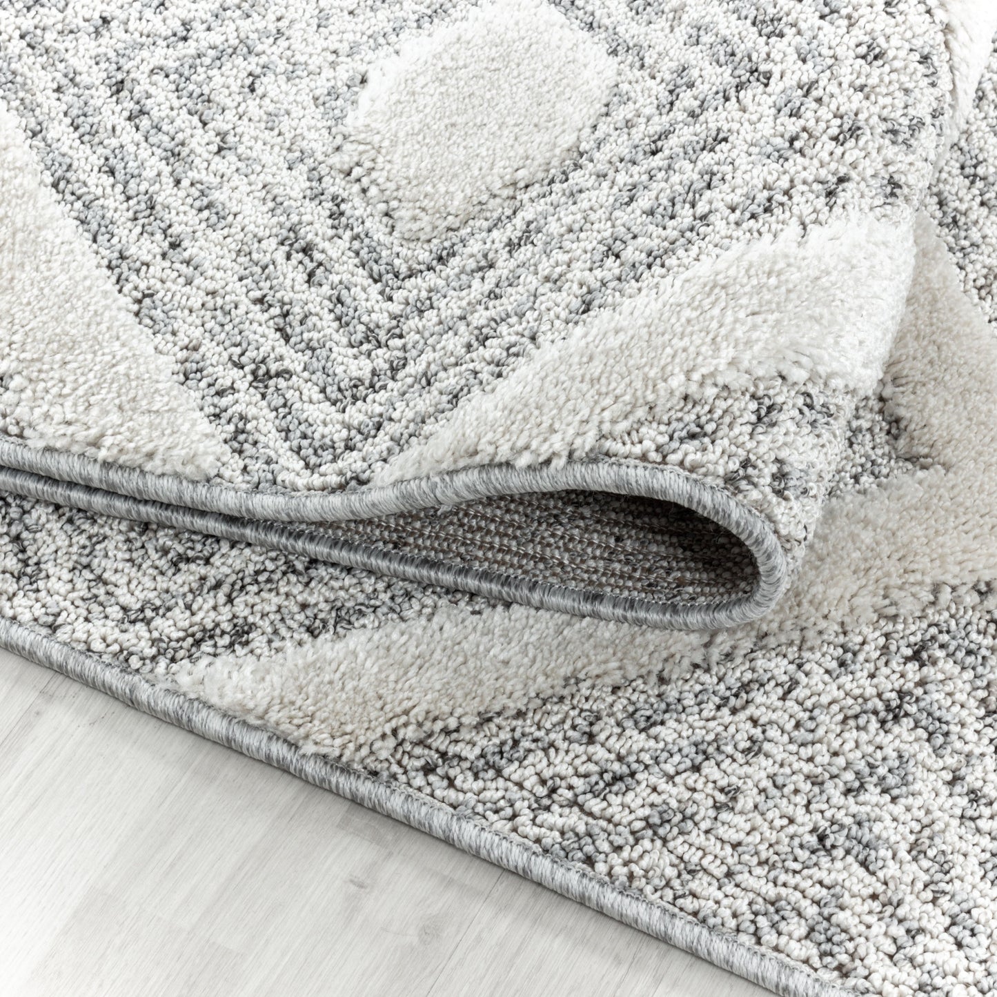 Kurzflor Design Teppich MIA Looped Flor 3-D Rauten Viereck Gitter Muster