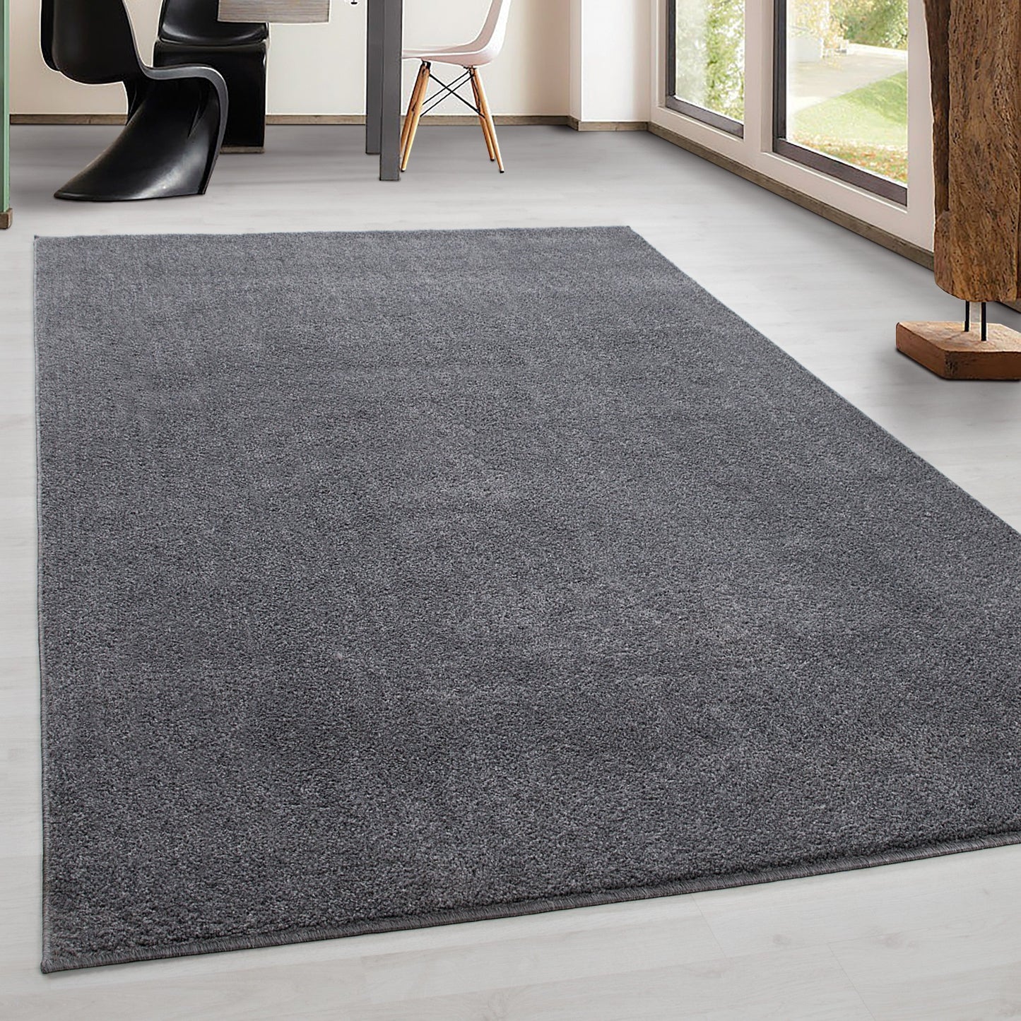 Teppich Kurzflor Modern Wohnzimmer Einfarbig Meliert Uni günstig Hellgrau
