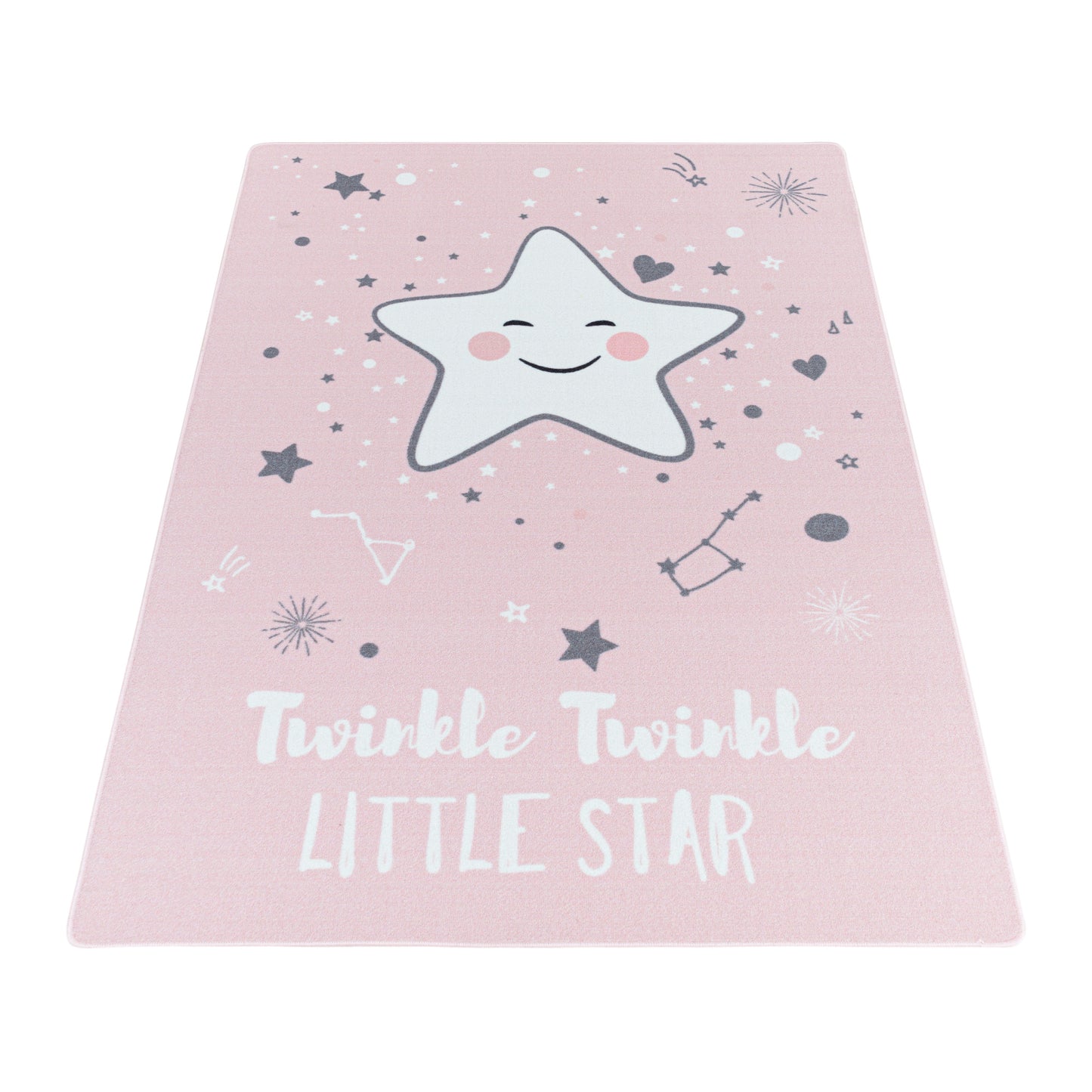 Kurzflor Kinderteppich Spielteppich Kinderzimmer Teppich Motiv Baby Stern pink