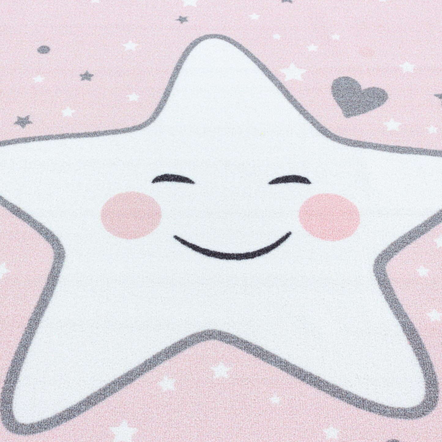 Kurzflor Kinderteppich Spielteppich Kinderzimmer Teppich Motiv Baby Stern pink