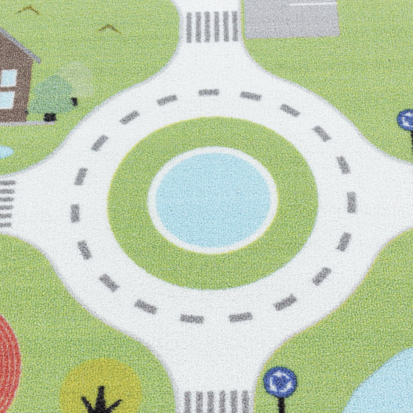 Kurzflor Teppich Spielteppich Kinderzimmer Teppich Motiv Straße Verkehr Grün