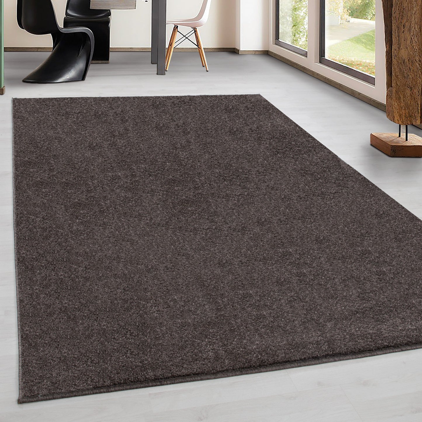 Teppich Kurzflor Modern Wohnzimmer Einfarbig Meliert Uni günstig Mocca