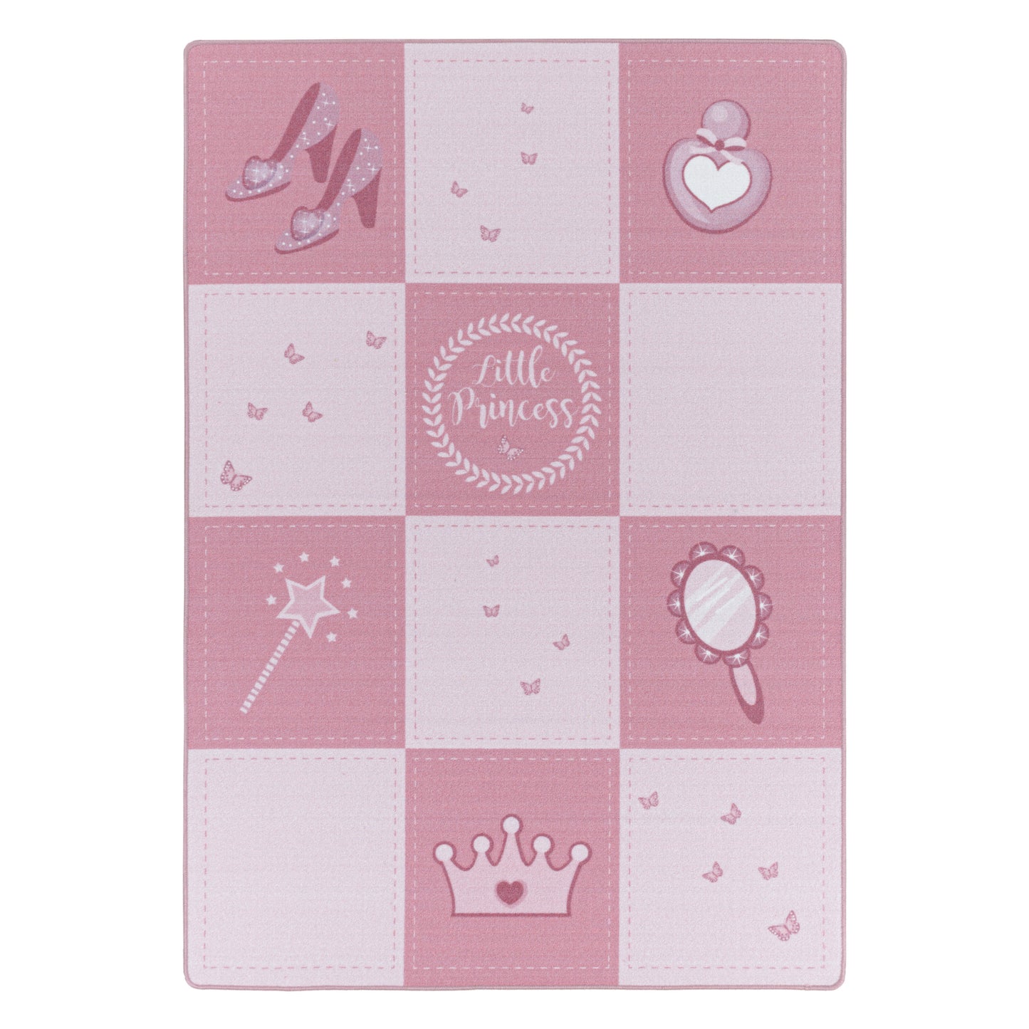 Kurzflor Kinderteppich Spielteppich Teppich Prinzessin Krone Zauberstab Pink