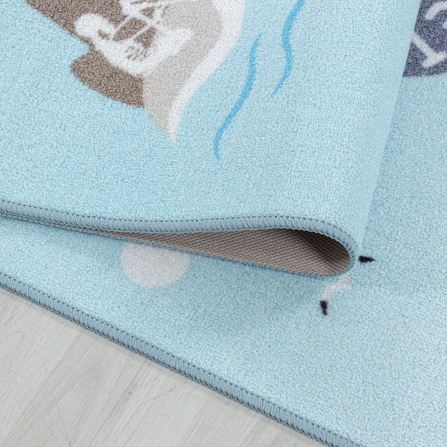 Kurzflor Kinderteppich Spielteppich Kinderzimmer Teppich Seefahrt Piraten Blau