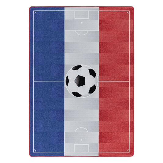 Kurzflor Teppich Kinderteppich Kinderzimmer Spielteppich Fussball Frankreich BlauGelb