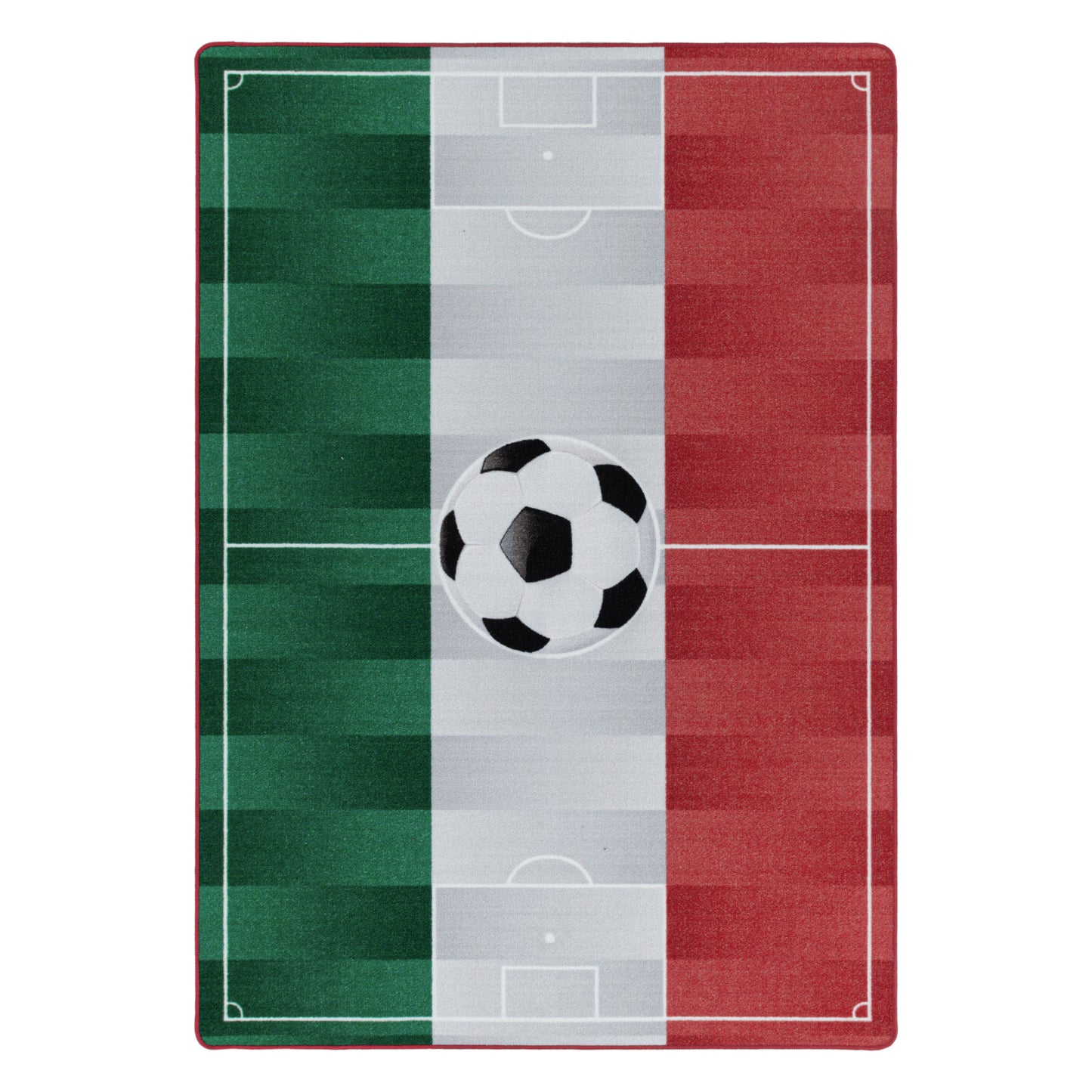 Kurzflor Teppich Kinderteppich Kinderzimmer Spielteppich Fussball Italien Weiss