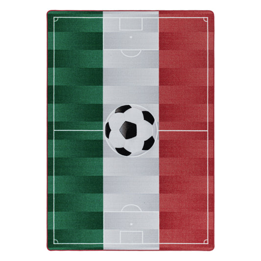 Kurzflor Teppich Kinderteppich Kinderzimmer Spielteppich Fussball Italien Weiss