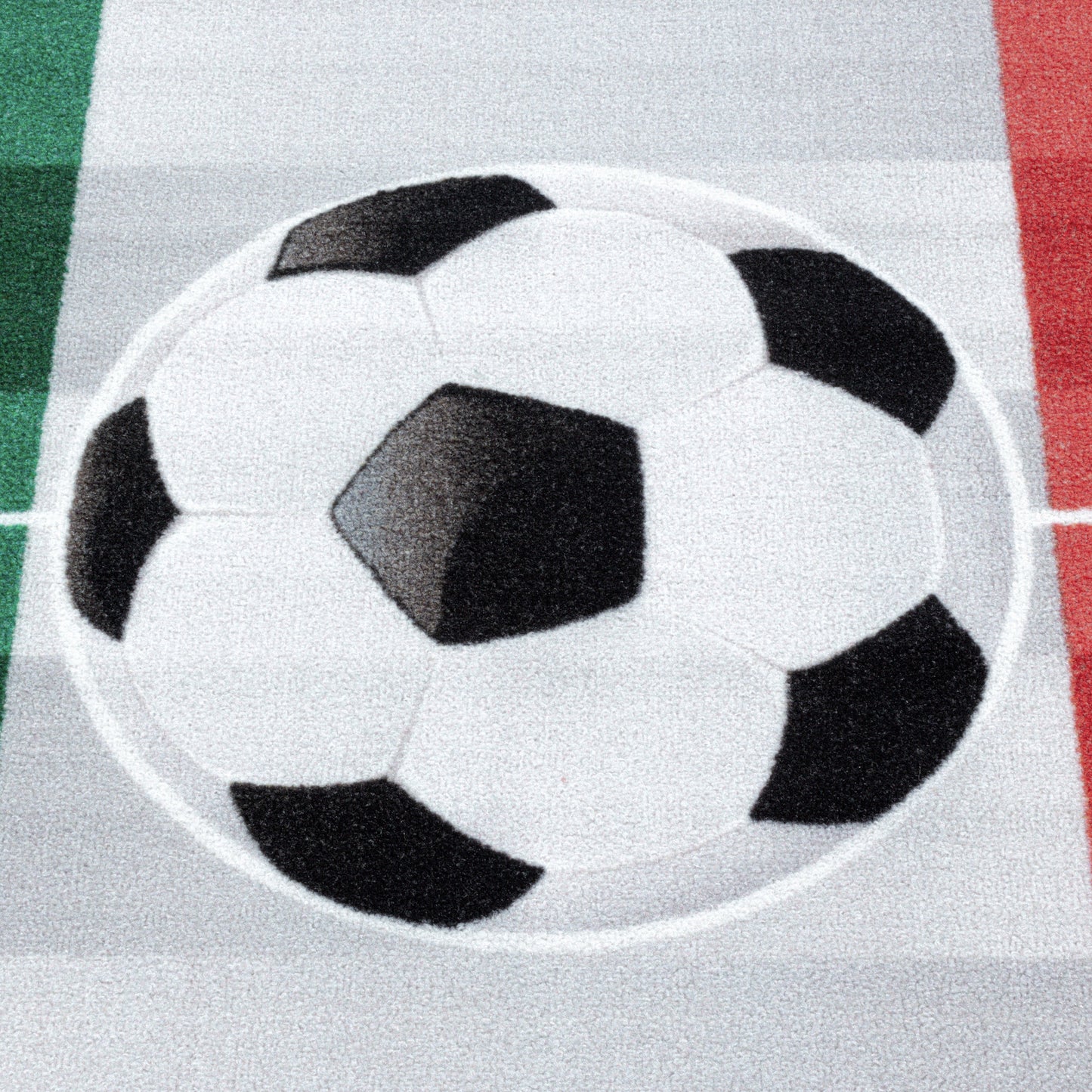 Kurzflor Teppich Kinderteppich Kinderzimmer Spielteppich Fussball Italien Weiss