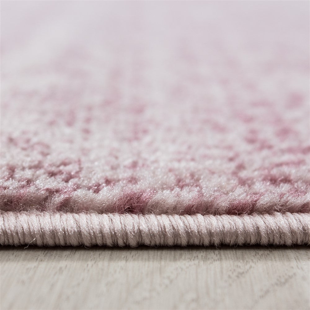 Teppich Modern Kurzflor Wohnzimmer Teppiche Einfarbig Uni Pink Meliert