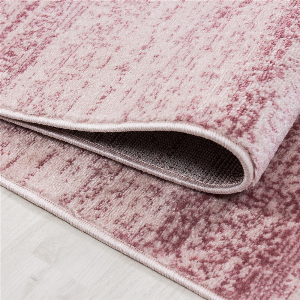 Teppich Modern Kurzflor Wohnzimmer Teppiche Einfarbig Uni Pink Meliert