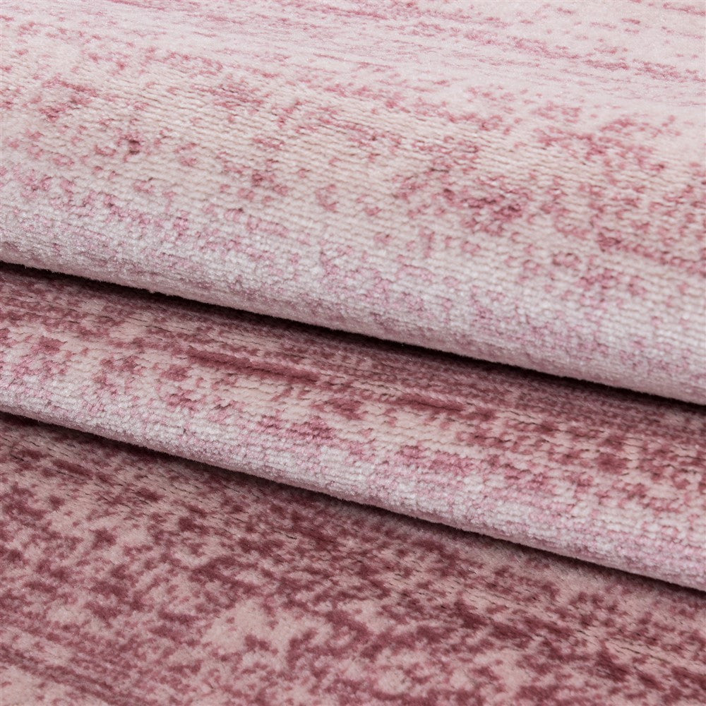 Teppich Modern Kurzflor Wohnzimmer Teppiche Einfarbig Uni Pink Meliert