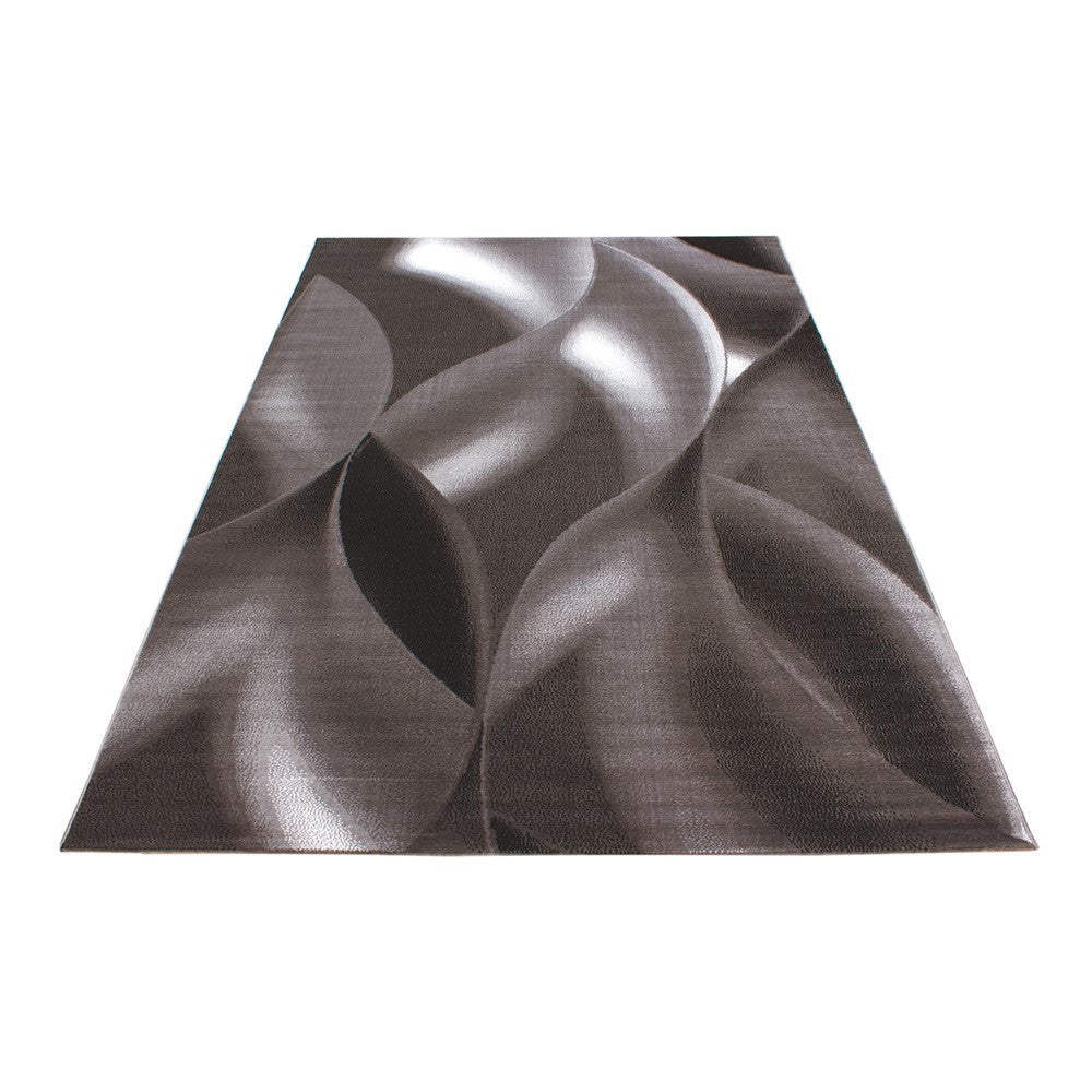 Teppich Moderner Wohnzimmer abstrakt schatten Wellen Optik Kurzflor Braun Beige