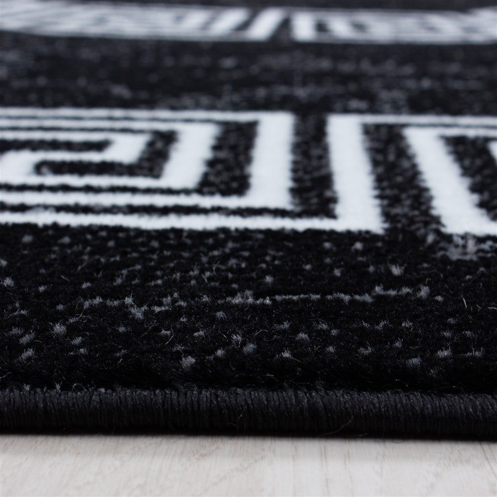Teppich Modern Designer Bordüre Ornament Marmor Optik Schwarz Weiß