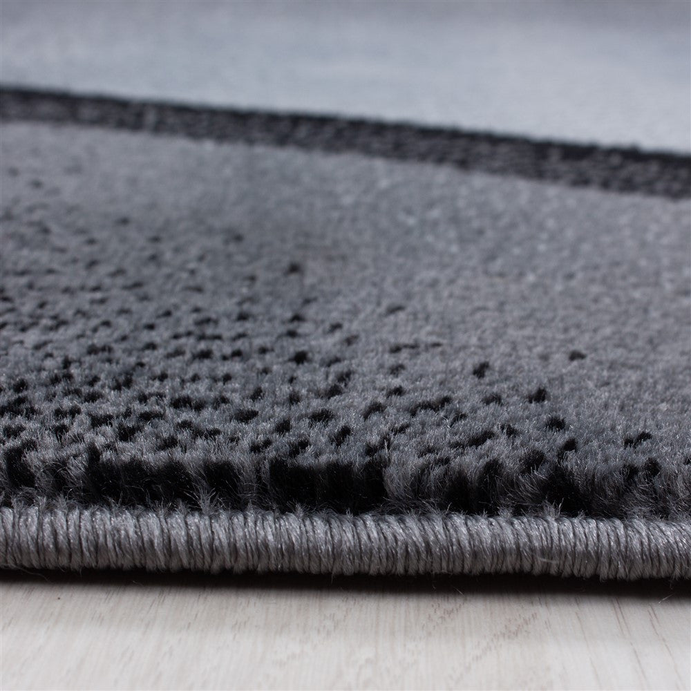 Designer Teppich Modern Kurzflor Abstrakt Wellen Optik Schwarz Grau