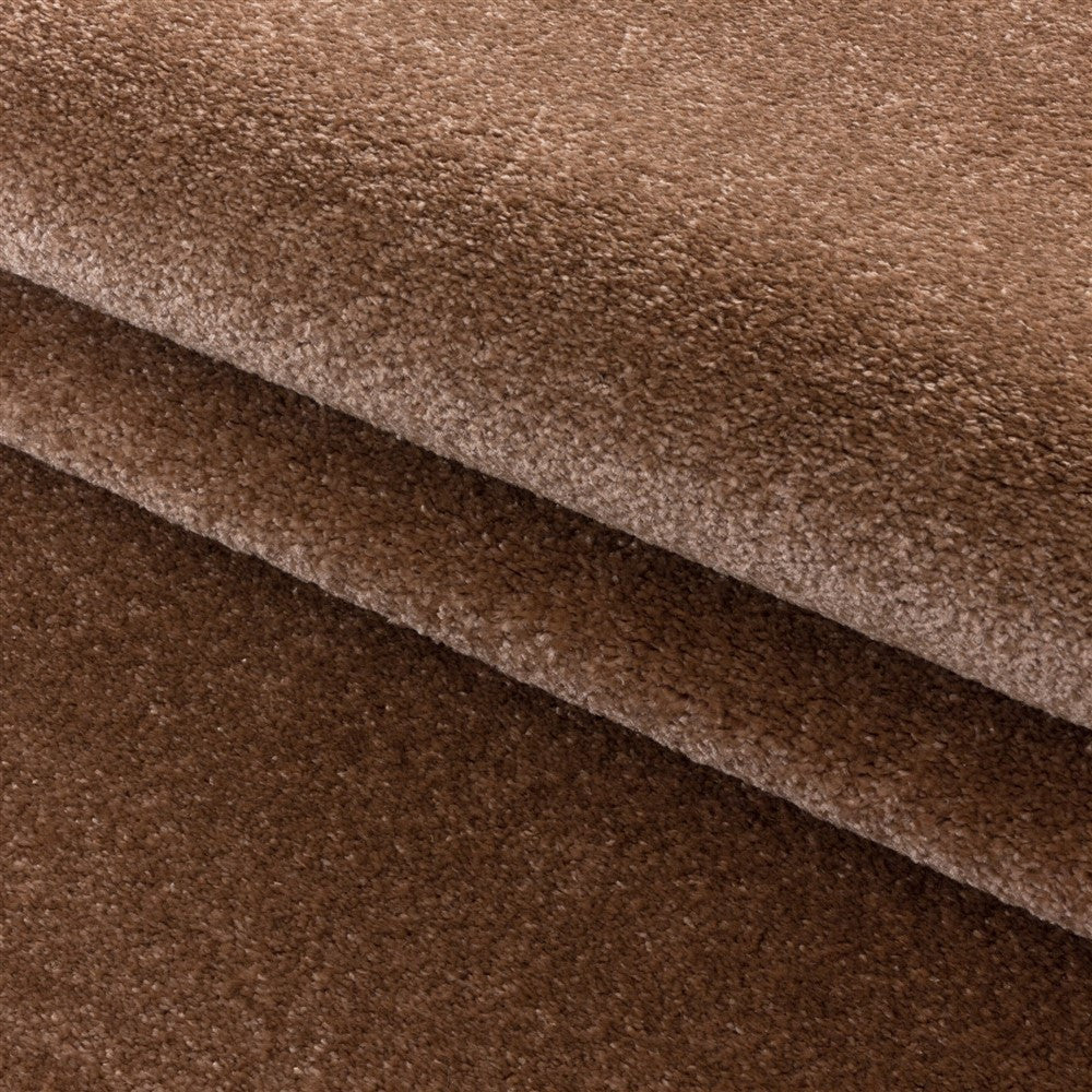 Wohnzimmerteppich Kurzflor Design Teppich Unifarben Weicher Flor Einfarbig Terra