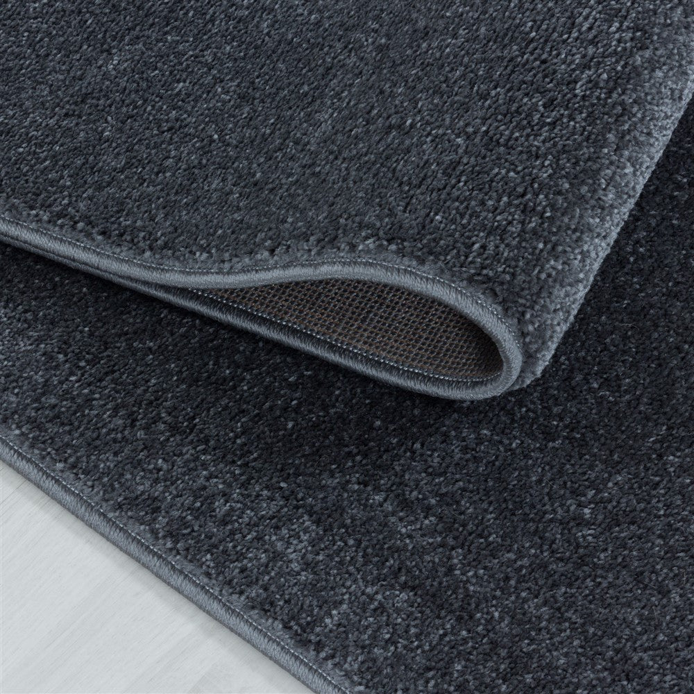 Wohnzimmerteppich Kurzflor Design Teppich Unifarben Weicher Flor Einfarbig Grau