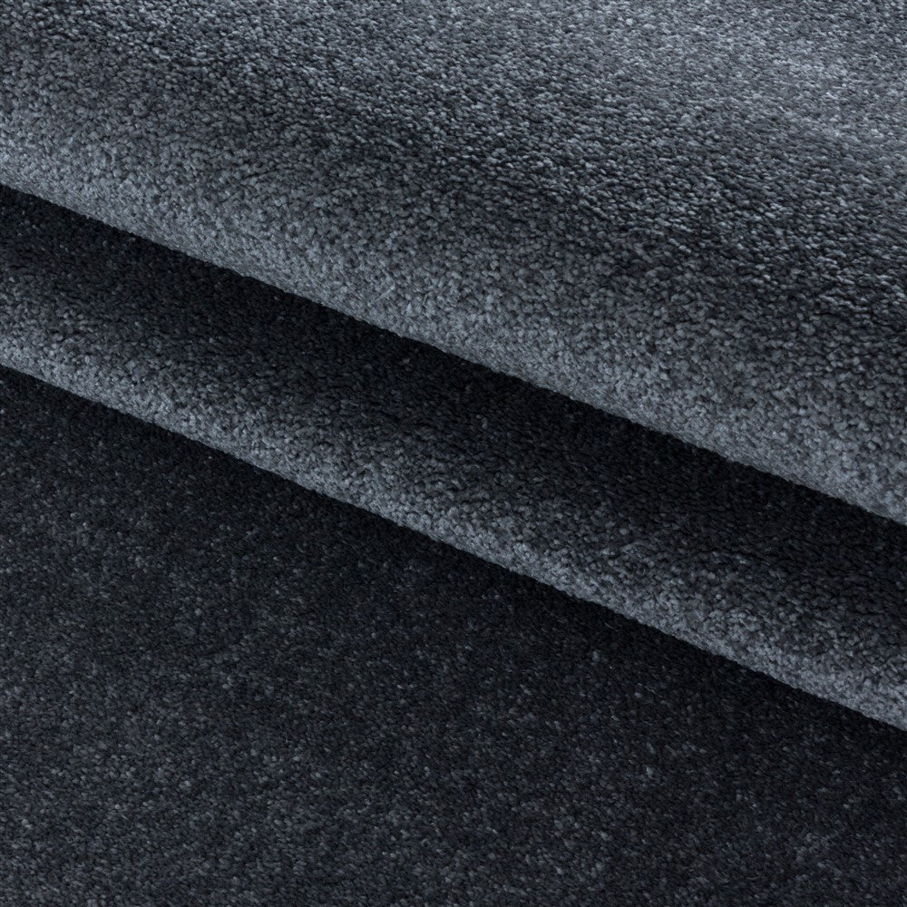 Wohnzimmerteppich Kurzflor Design Teppich Unifarben Weicher Flor Einfarbig Grau