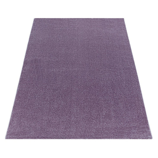 Wohnzimmerteppich Kurzflor Design Teppich Unifarben Weicher Flor Einfarbig Lila