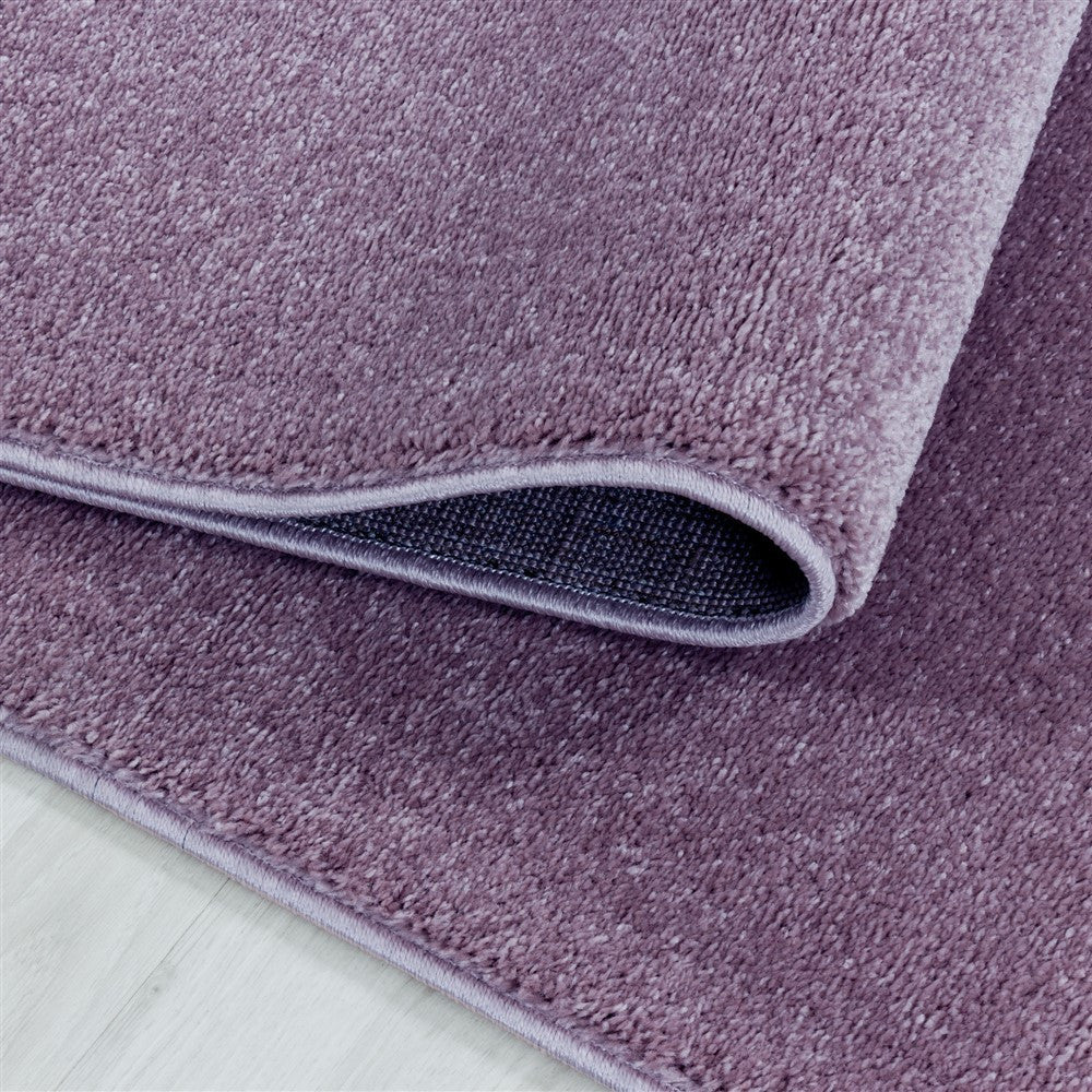 Wohnzimmerteppich Kurzflor Design Teppich Unifarben Weicher Flor Einfarbig Lila
