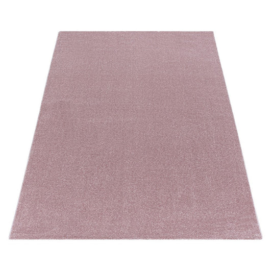 Wohnzimmerteppich Kurzflor Design Teppich Unifarben Weicher Flor Einfarbig Rosa