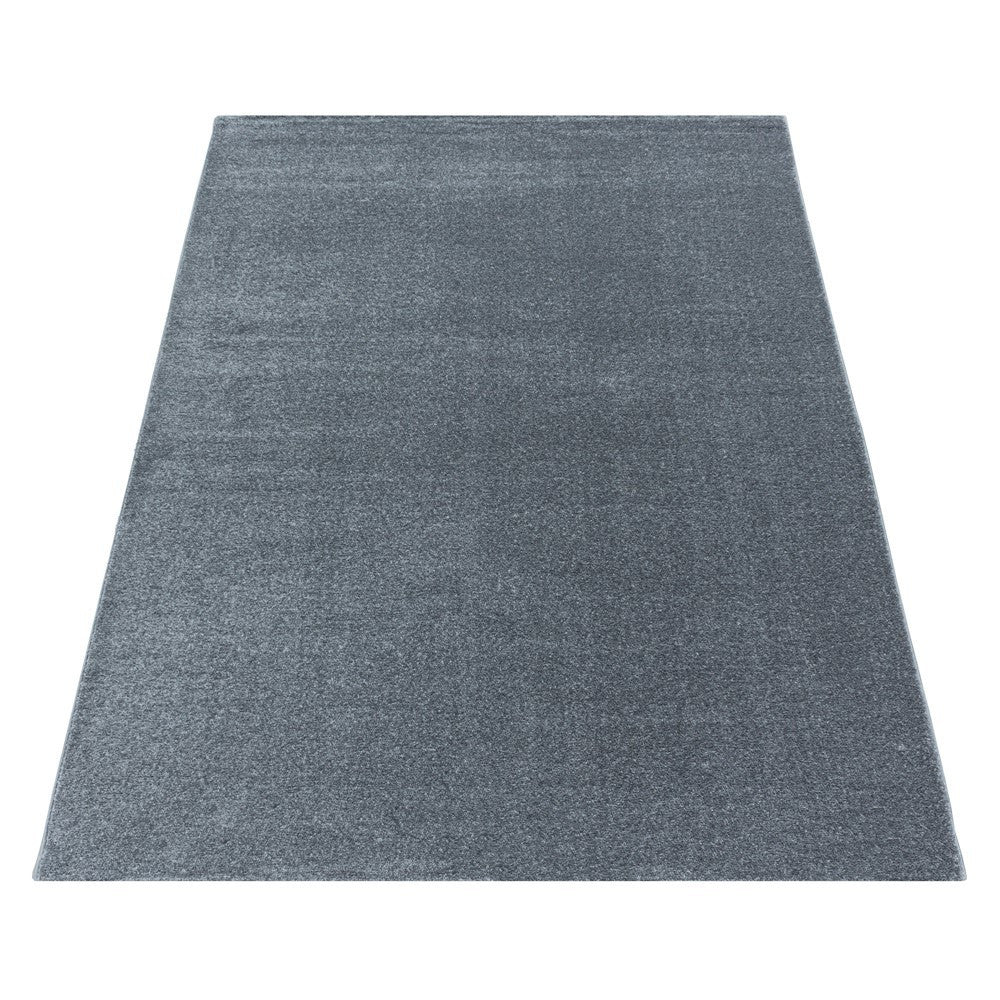 Wohnzimmerteppich Kurzflor Design Teppich Unifarben Einfarbig Silber
