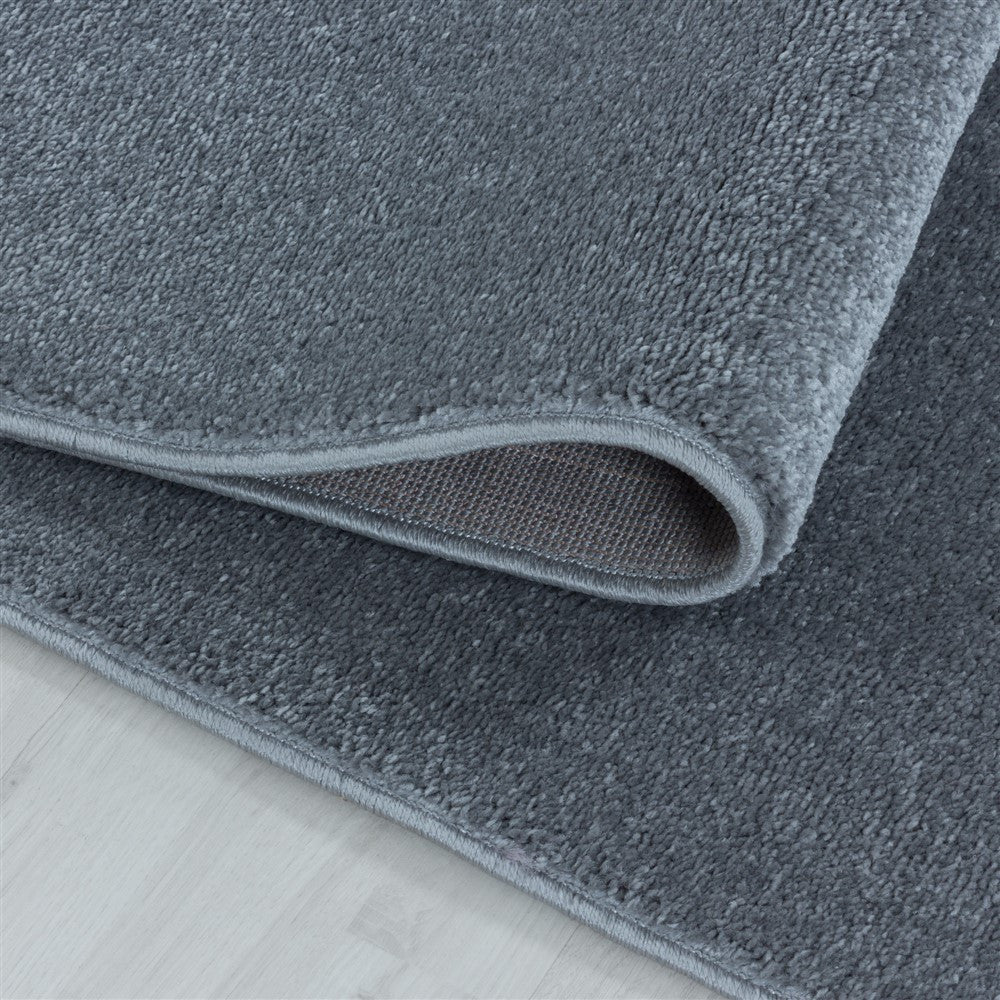 Wohnzimmerteppich Kurzflor Design Teppich Unifarben Einfarbig Silber