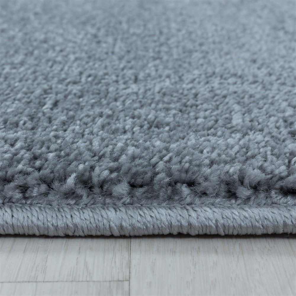 Wohnzimmerteppich Kurzflor Design Teppich Unifarben Einfarbig Silber