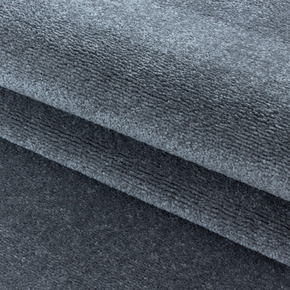 Wohnzimmerteppich Kurzflor Design Teppich Unifarben Einfarbig Silber