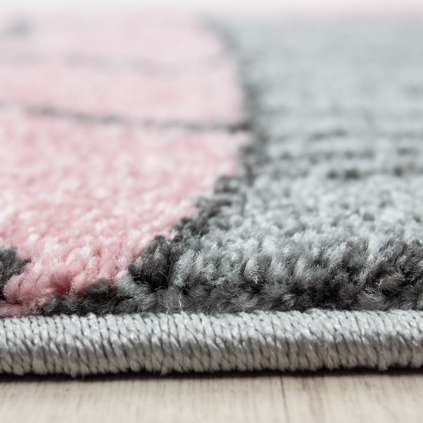 Kinderteppich Kinderzimmer Teppich Bär Wolken Stern-Angeln Grau-Weiß-Pink