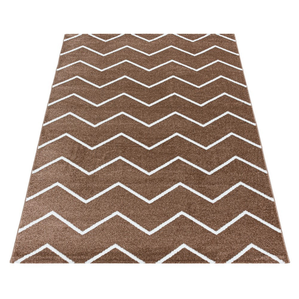 Wohnzimmerteppich Kurzflor Teppich Wellen Linien Design Kinderteppich Terra