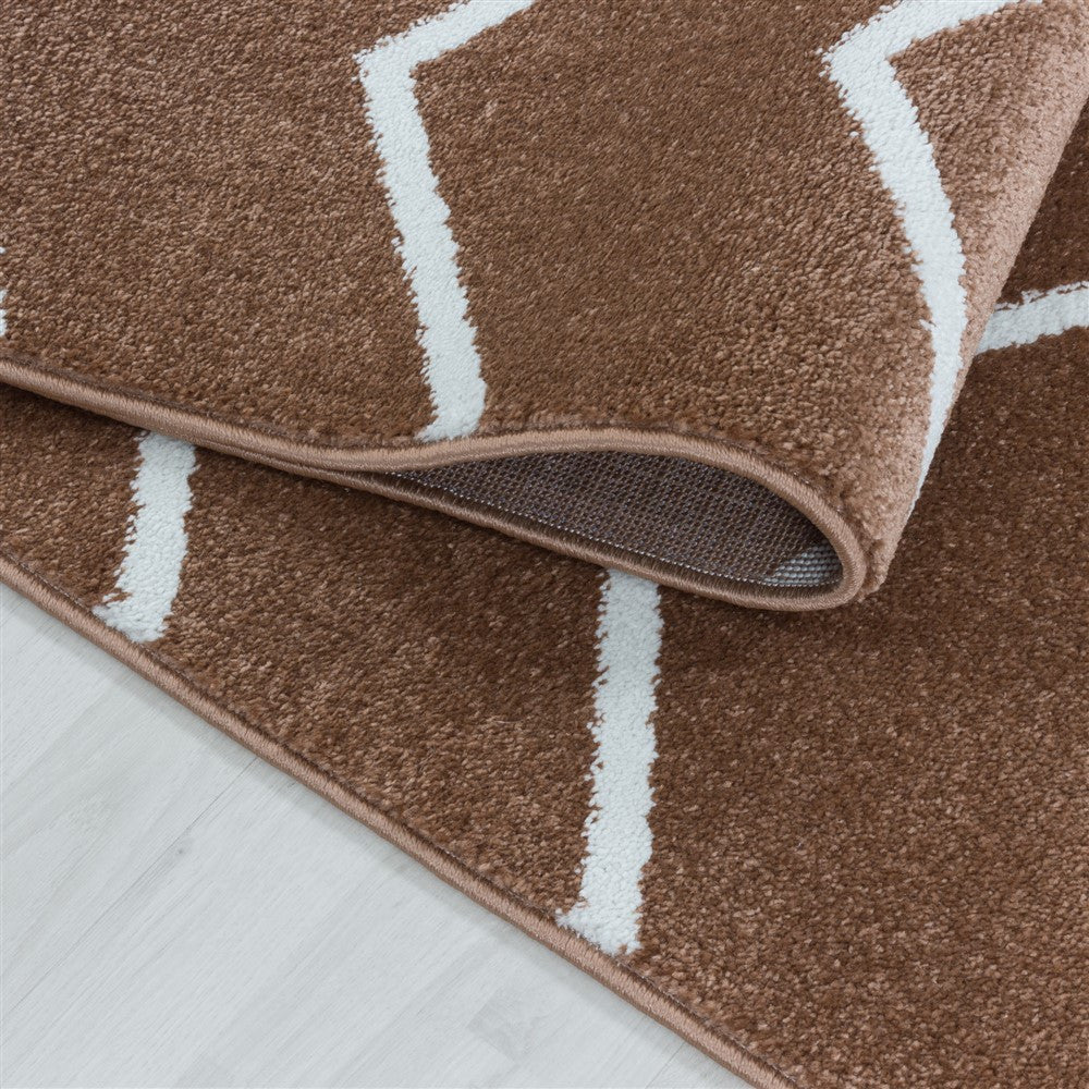 Wohnzimmerteppich Kurzflor Teppich Wellen Linien Design Kinderteppich Terra