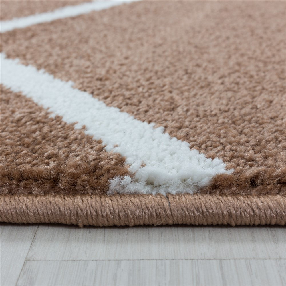 Wohnzimmerteppich Kurzflor Teppich Wellen Linien Design Kinderteppich Terra