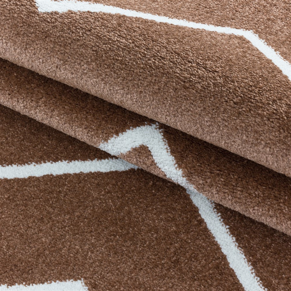 Wohnzimmerteppich Kurzflor Teppich Wellen Linien Design Kinderteppich Terra