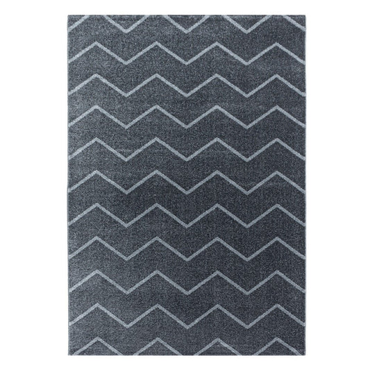Wohnzimmerteppich Kurzflor Teppich Wellen Linien Design Kinderteppich Grau