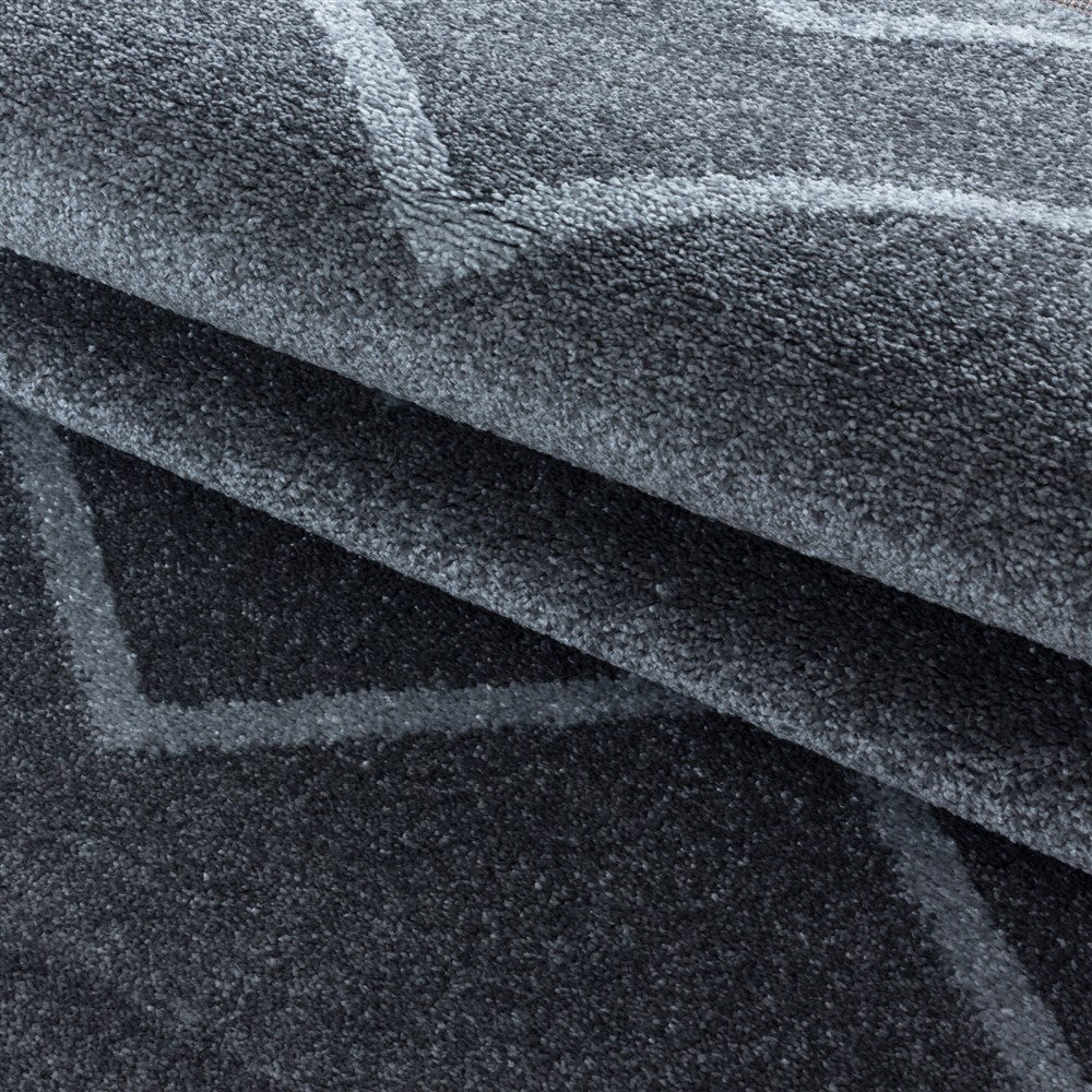 Wohnzimmerteppich Kurzflor Teppich Wellen Linien Design Kinderteppich Grau