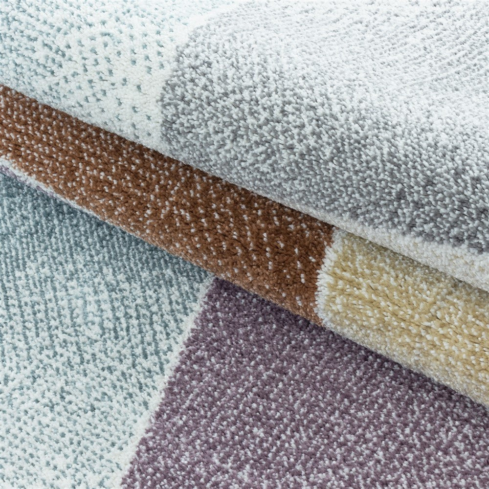 Wohnzimmerteppich Kurzflor Teppich Design Abstrakt Geometrisch Mehrfarbig