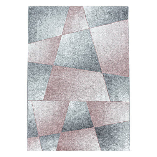 Wohnzimmerteppich Kurzflor Teppich Design Abstrakt Geometrisch Rosa