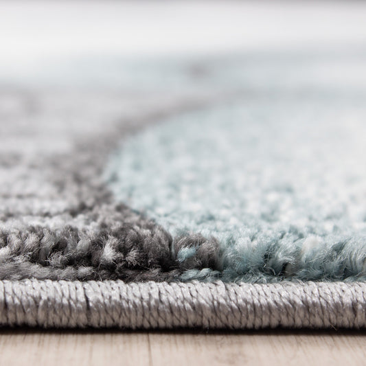 Kinderteppich Kinderzimmer Teppich Bär Wolken Stern-Angeln Grau-Weiß-Blau