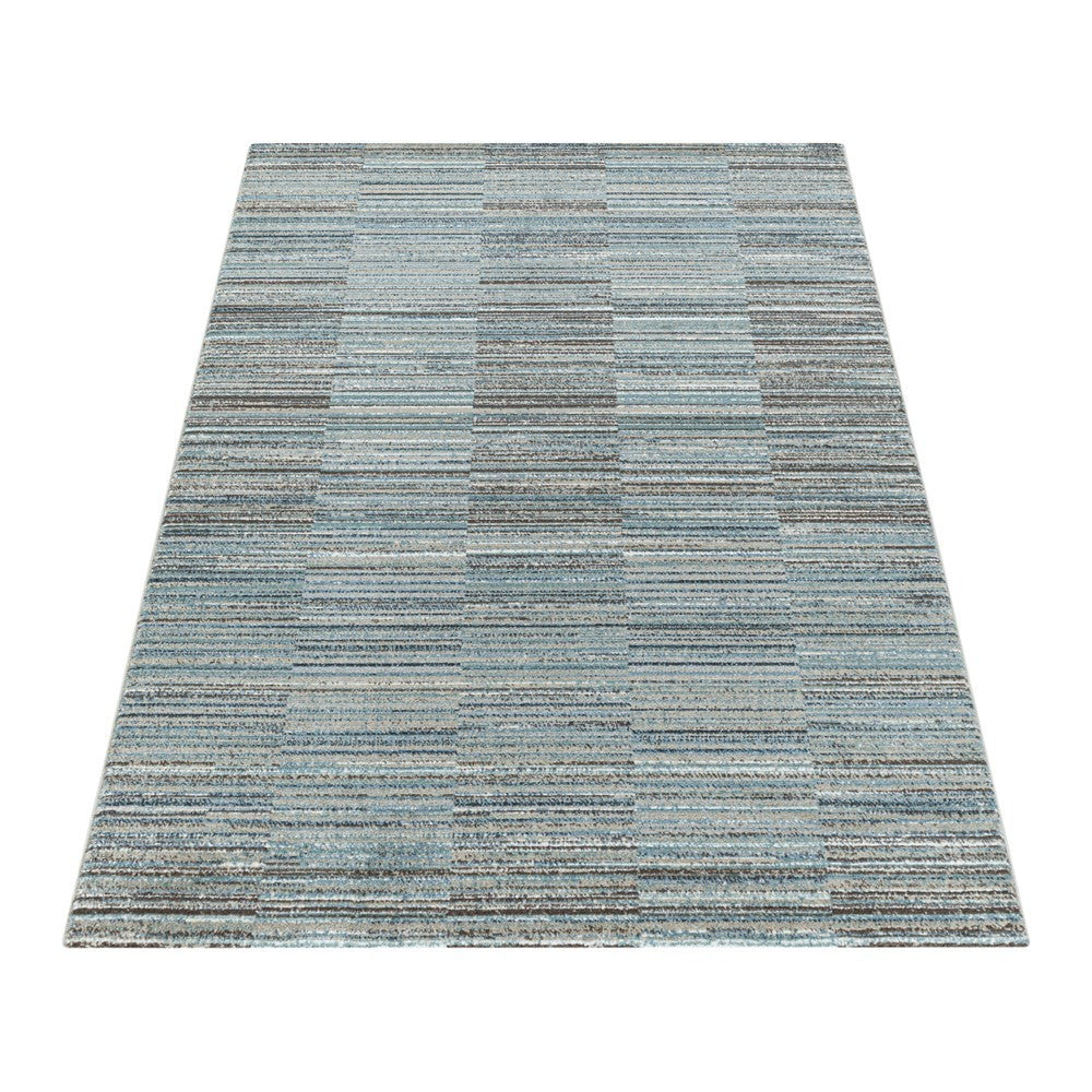 Modern Kurzflor Designer Teppich Linien design Grau Beige