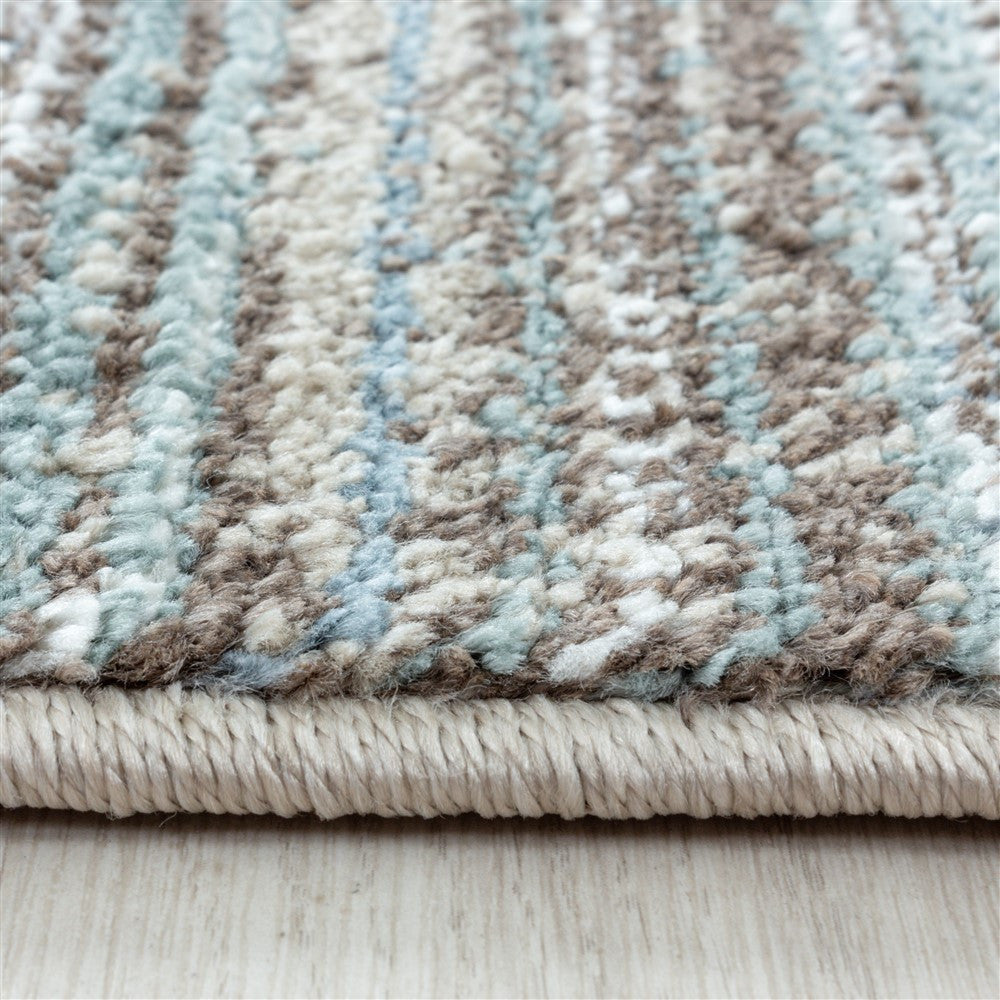Modern Kurzflor Designer Teppich Linien design Grau Beige