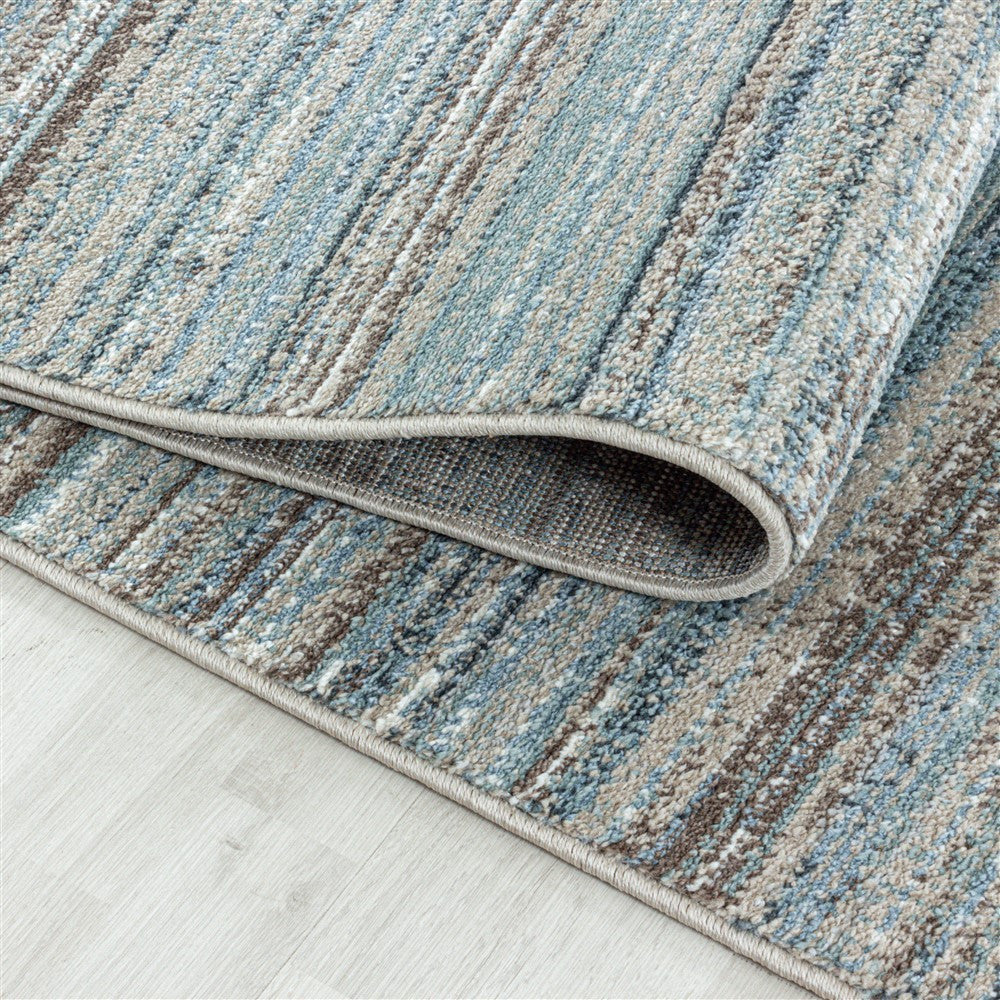Modern Kurzflor Designer Teppich Linien design Grau Beige