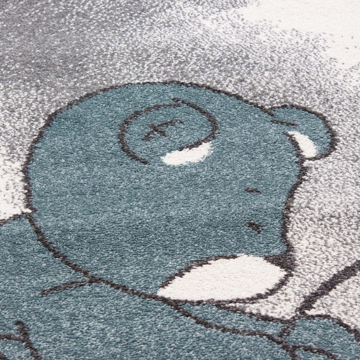 Kinderteppich Kinderzimmer Teppich Bär Wolken Stern-Angeln Grau-Weiß-Blau