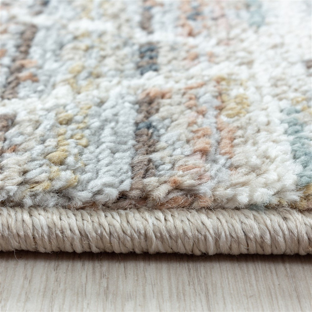 Modern Kurzflor Designer Teppich Linien design Braun Beige