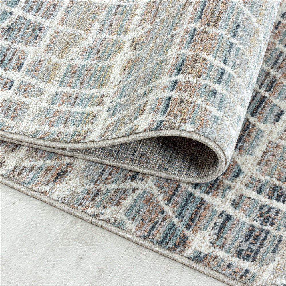 Modern Kurzflor Designer Teppich Linien design Braun Beige