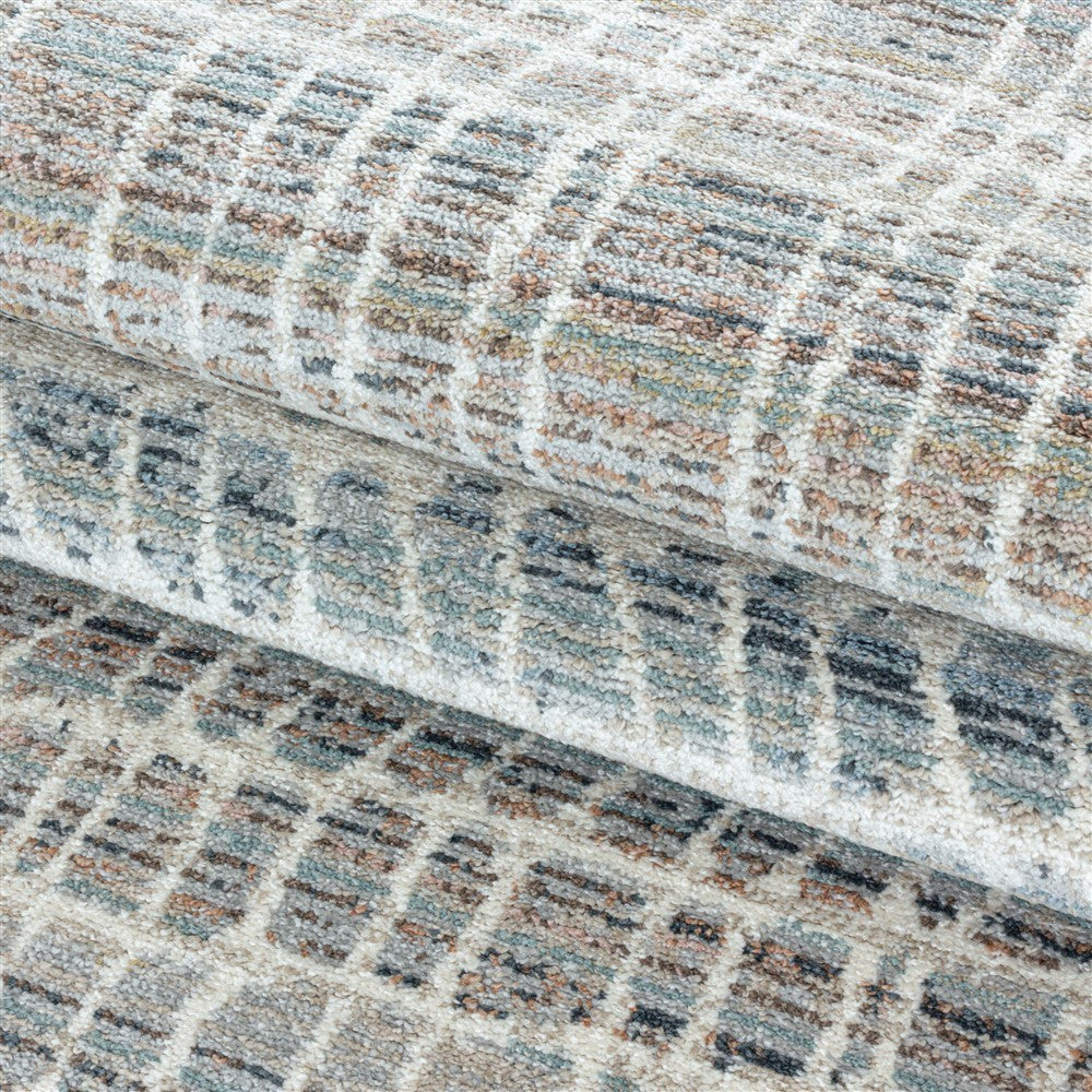 Modern Kurzflor Designer Teppich Linien design Braun Beige