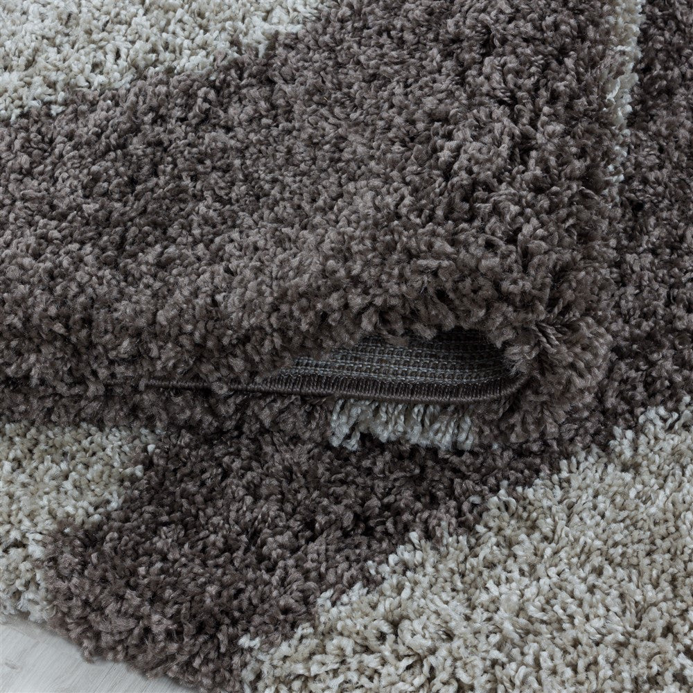 Wohnzimmerteppich Design Hochflor Teppich Muster Abstrakte Dreiecke Taupe