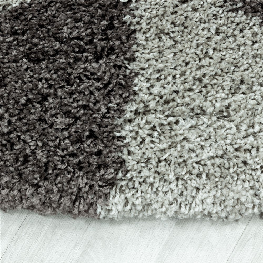 Wohnzimmerteppich Design Hochflor Teppich Muster Abstrakte Dreiecke Taupe