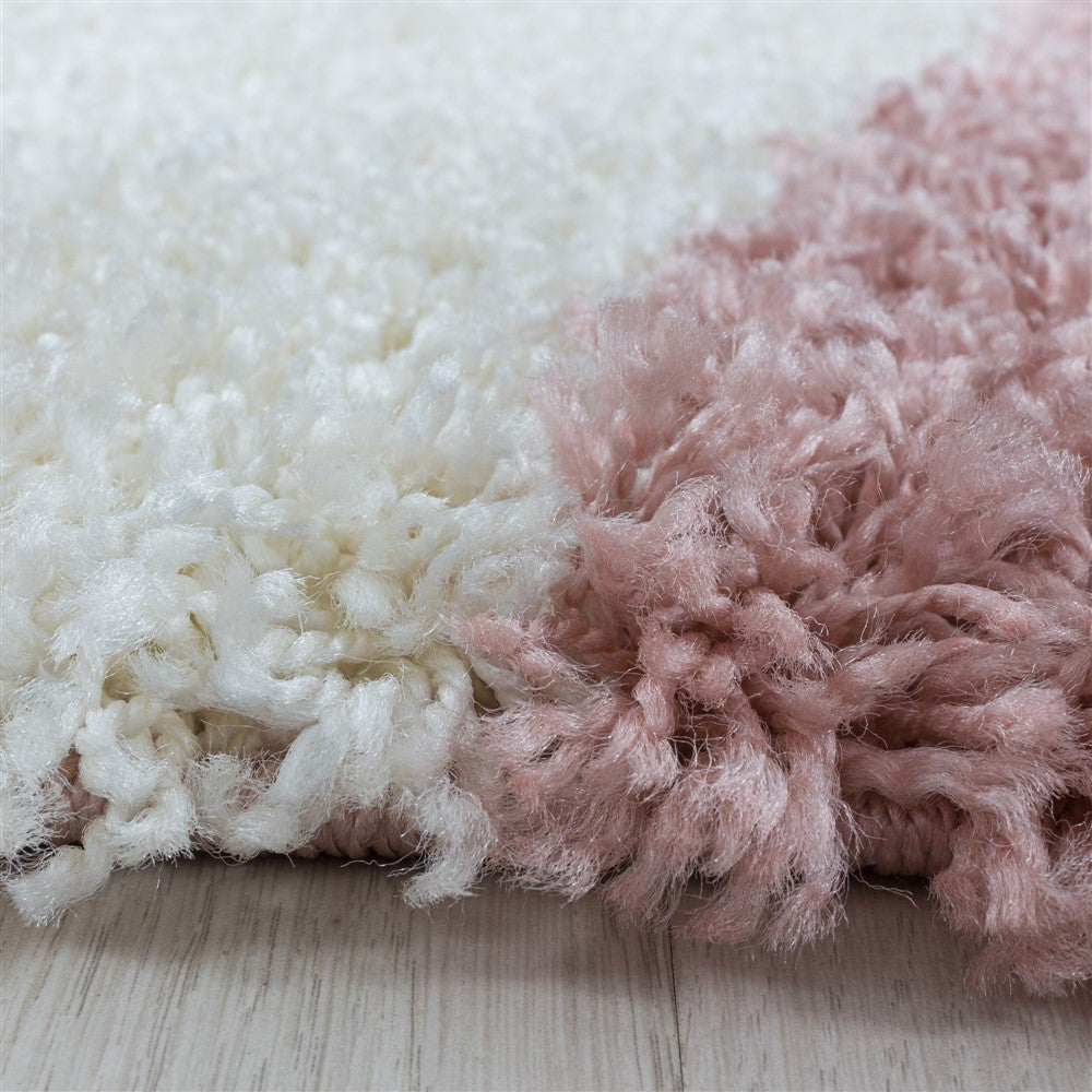 Wohnzimmerteppich Design Hochflor Teppich Muster Abstrakte Dreiecke Rose