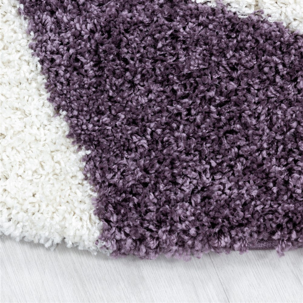 Wohnzimmerteppich Design Hochflor Teppich Muster Abstrakte Dreiecke Lila